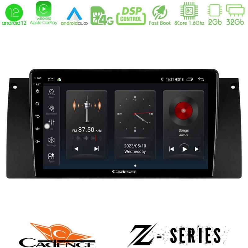 Cadence Z Series BMW 5 Series (E39) / X5 (E53) 8core Android12 2+32GB Navigation Multimedia Tablet 9