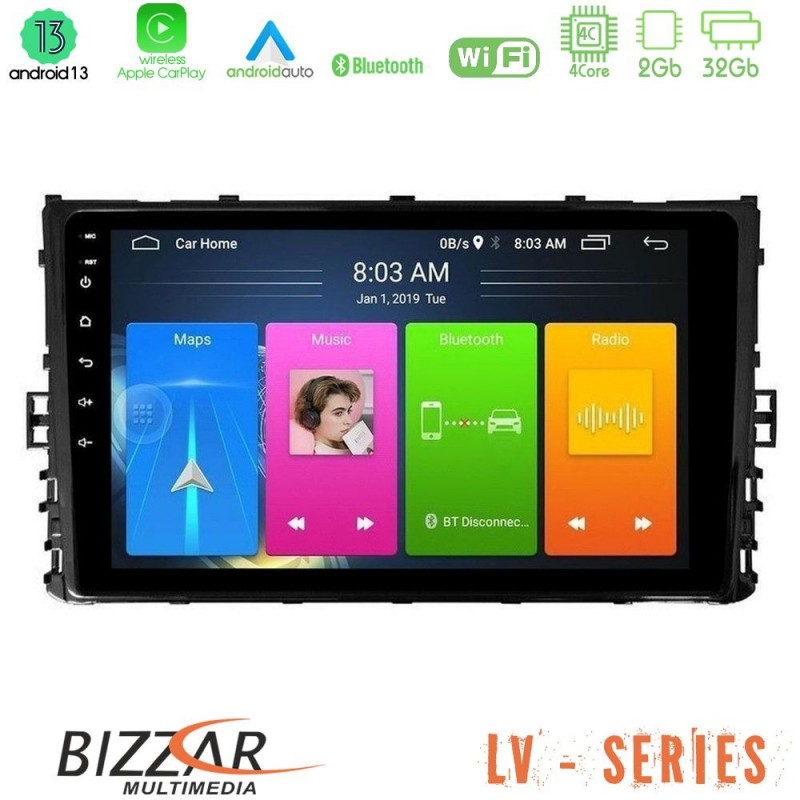 Bizzar LV Series VW MQB 2017-&gt; 4core Android 13 2+32GB Navigation Multimedia Tablet 9