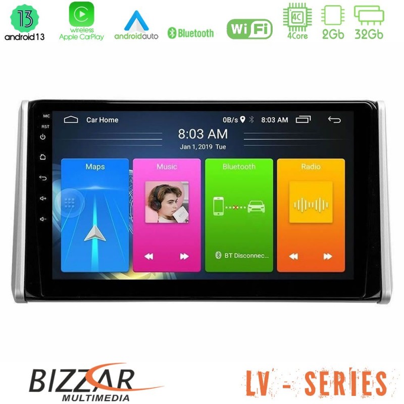 Bizzar LV Series Toyota RAV4 2019-2023 4Core Android 13 2+32GB Navigation Multimedia Tablet 10