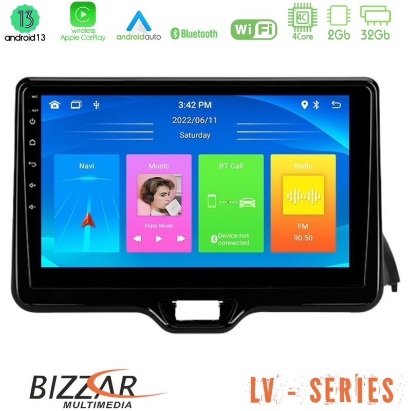 Bizzar LV Series Toyota Yaris 2020-&gt; 4Core Android 13 2+32GB Navigation Multimedia Tablet 9