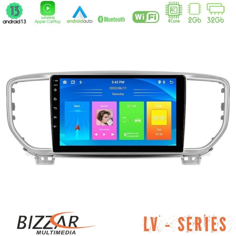 Bizzar LV Series Kia Sportage 2018-2021 4Core Android 13 2+32GB Navigation Multimedia Tablet 9