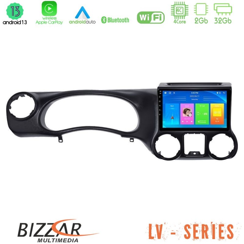 Bizzar LV Series Jeep Wrangler 2011-2014 4Core Android 13 2+32GB Navigation Multimedia Tablet 9