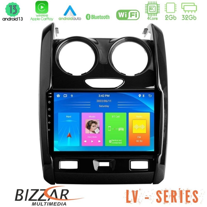 Bizzar LV Series Dacia Duster 2014-2018 4Core Android 13 2+32GB Navigation Multimedia Tablet 9