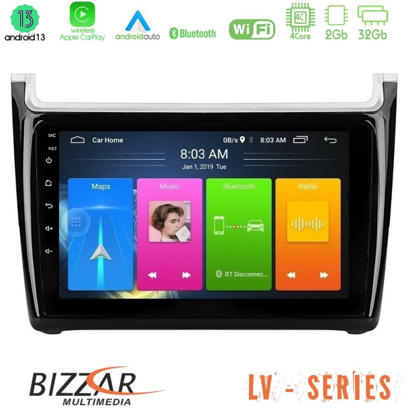 Bizzar LV Series Vw Polo 4Core Android 13 2+32GB Navigation Multimedia Tablet 9