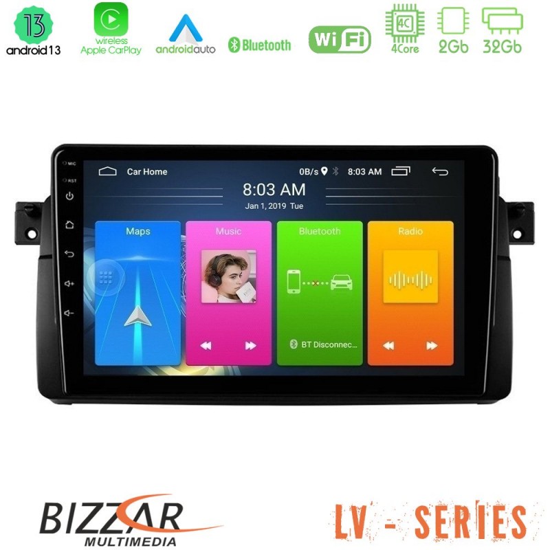 Bizzar LV Series BMW E46 4Core Android 13 2+32GB Navigation Multimedia Tablet 9