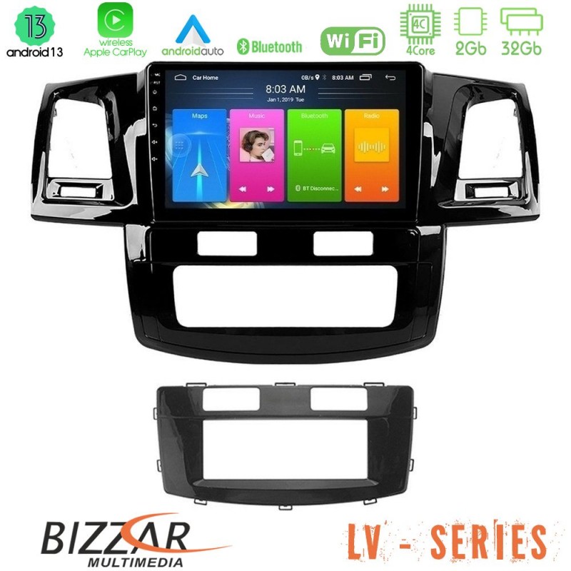 Bizzar LV Series Toyota Hilux 2007-2011 4Core Android 13 2+32GB Navigation Multimedia Tablet 9