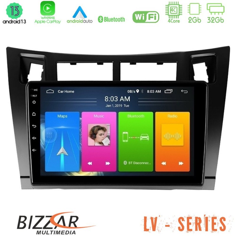 Bizzar LV Series Toyota Yaris 4Core Android 13 2+32GB Navigation Multimedia Tablet 9