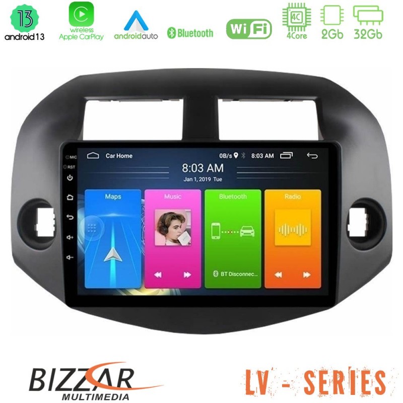 Bizzar LV Series Toyota Rav4 2006-2012 4Core Android 13 2+32GB Navigation Multimedia Tablet 10