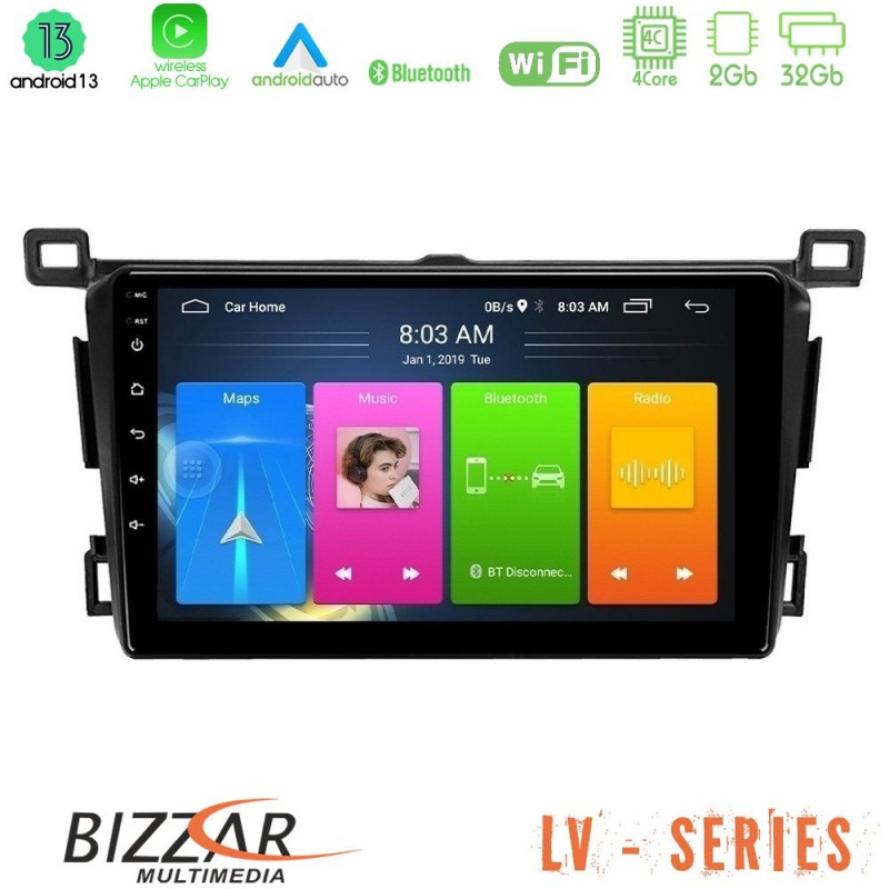 Bizzar LV Series Toyota RAV4 2013-2018 4Core Android 13 2+32GB Navigation Multimedia Tablet 9