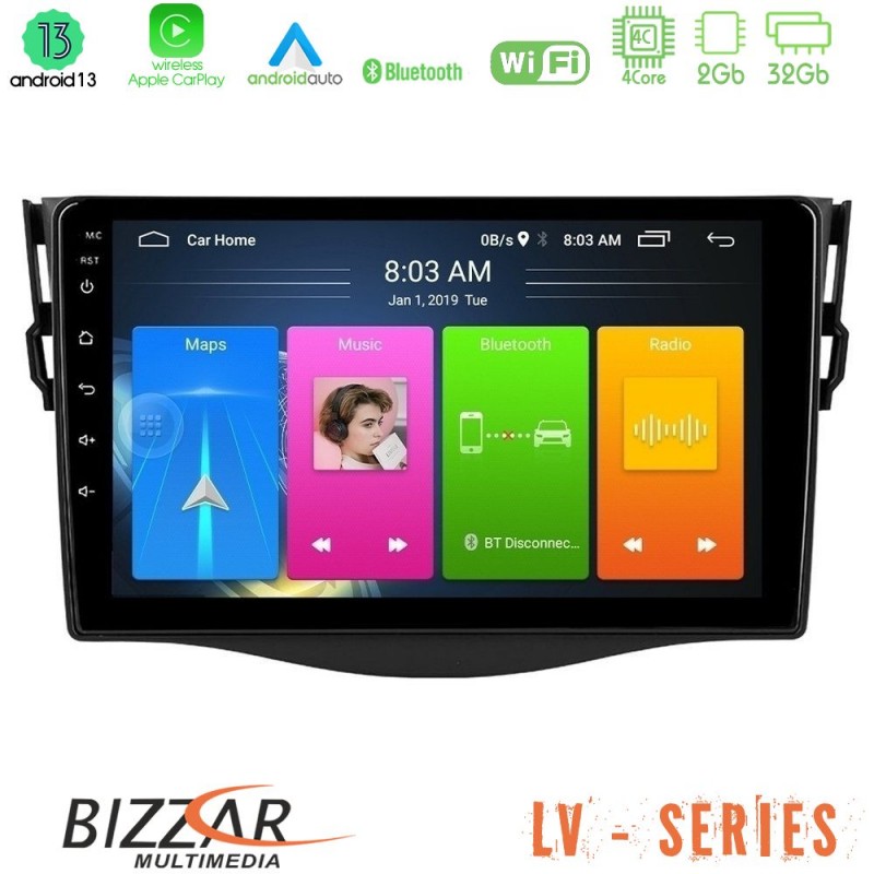 Bizzar LV Series Toyota RAV4 4Core Android 13 2+32GB Navigation Multimedia Tablet 9