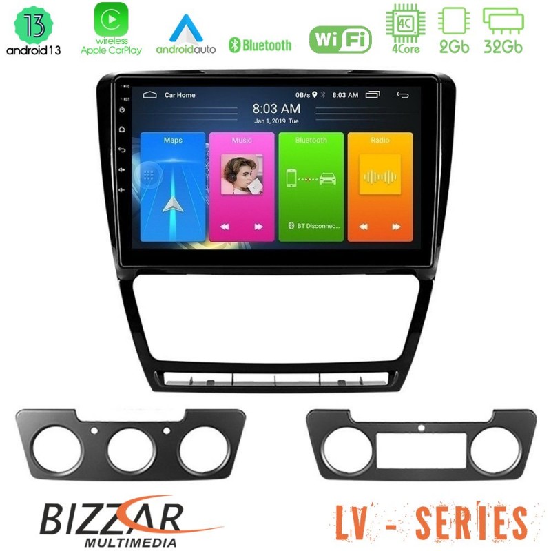 Bizzar LV Series Skoda Octavia 5 4Core Android 13 2+32GB Navigation Multimedia Tablet 10