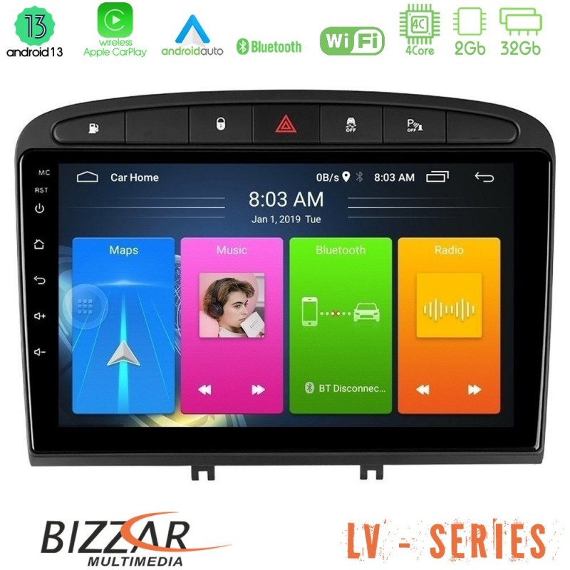 Bizzar LV Series Peugeot 308/RCZ 4Core Android 13 2+32GB Navigation Multimedia Tablet 9