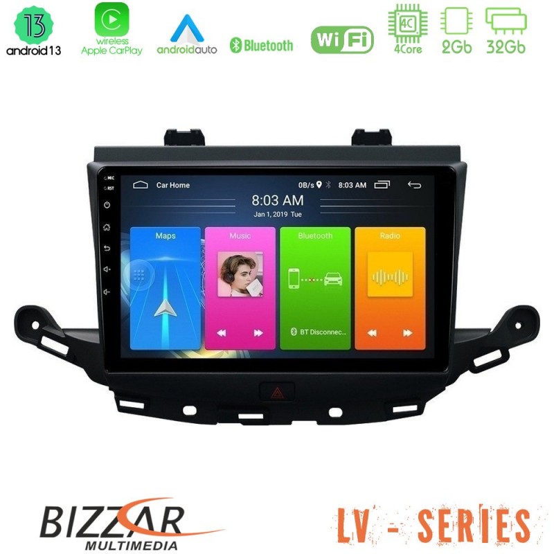 Bizzar LV Series Opel Astra K 2015-2019 4Core Android 13 2+32GB Navigation Multimedia Tablet 9