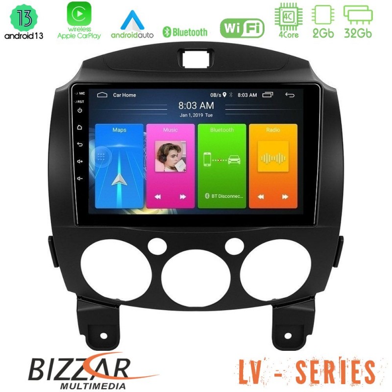 Bizzar LV Series Mazda 2 2008-2014 4Core Android 13 2+32GB Navigation Multimedia Tablet 9