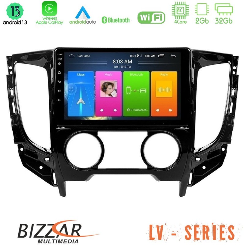 Bizzar LV Series Mitsubishi L200 2016-&gt; & Fiat Fullback (Manual A/C) 4Core Android 13 2+32GB Navigation Multimedia Tablet 9