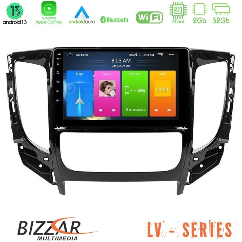 Bizzar LV Series Mitsubishi L200 2016-&gt; & Fiat Fullback (Auto A/C) 4Core Android 13 2+32GB Navigation Multimedia Tablet 9