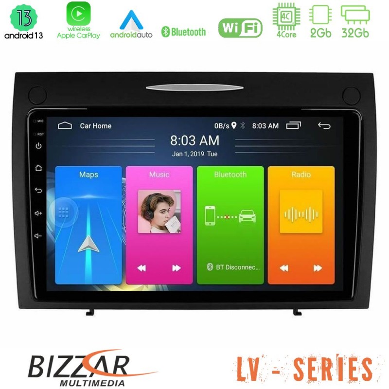 Bizzar LV Series Mercedes SLK Class 4Core Android 13 2+32GB Navigation Multimedia Tablet 9