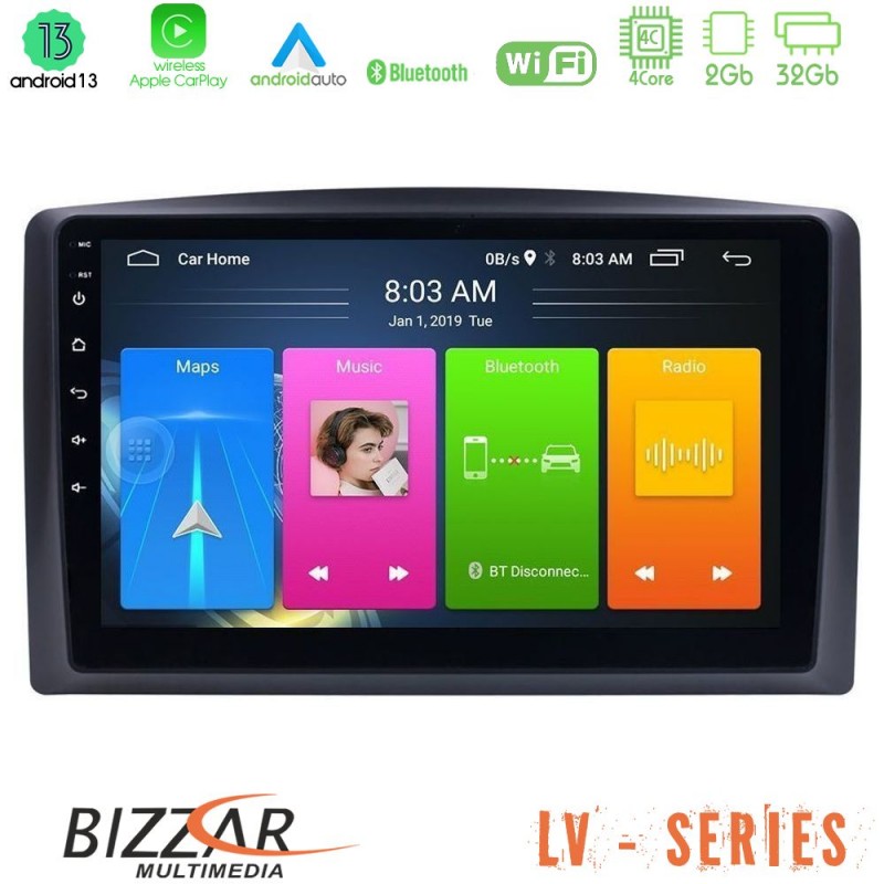 Bizzar LV Series Mercedes Vito 2015-2021 4Core Android 13 2+32GB Navigation Multimedia Tablet 10