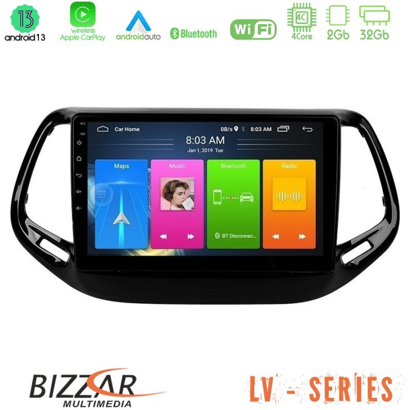 Bizzar LV Series Jeep Compass 2017&gt; 4Core Android 13 2+32GB Navigation Multimedia Tablet 10