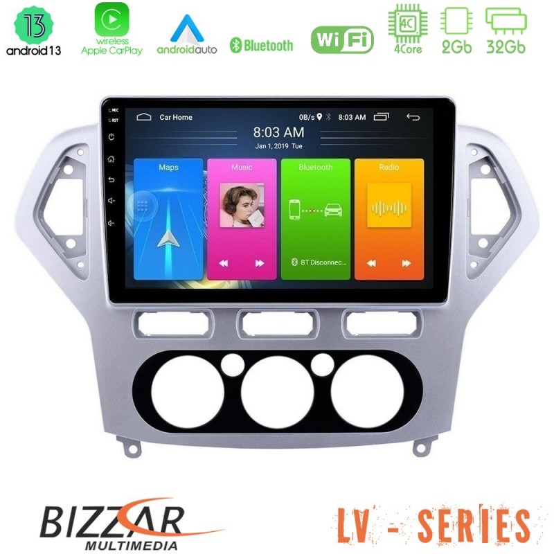 Bizzar LV Series Ford Mondeo 2007-2010 Manual A/C 4Core Android 13 2+32GB Navigation Multimedia Tablet 10