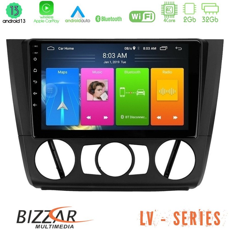 Bizzar LV Series BMW 1Series E81/E82/E87/E88 (MANUAL A/C) 4Core Android 13 2+32GB Navigation Multimedia Tablet 9