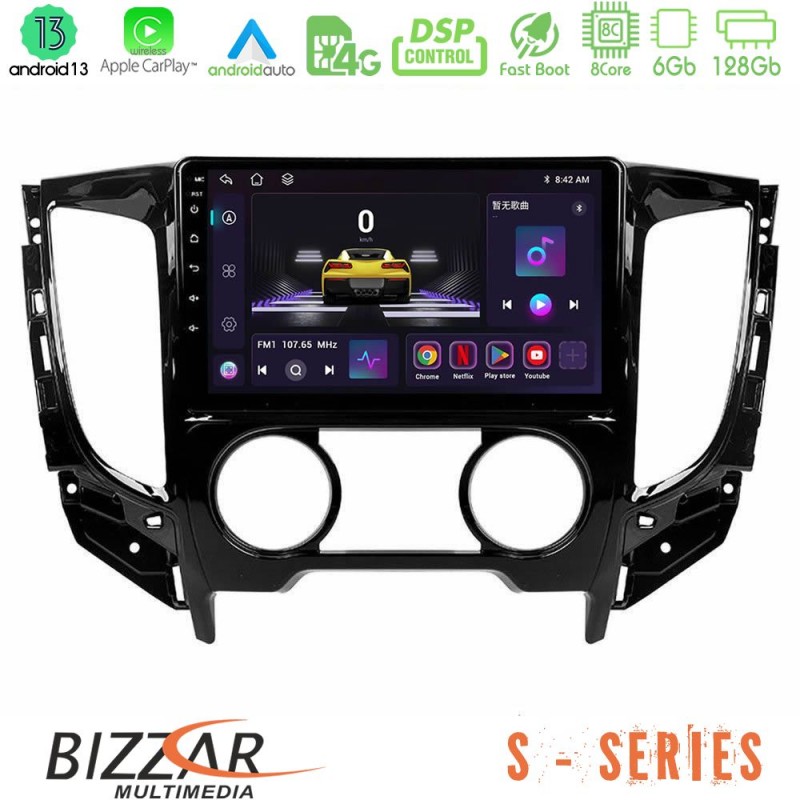 Bizzar S Series Mitsubishi L200 2016-&gt; & Fiat Fullback (Manual A/C) 8core Android13 6+128GB Navigation Multimedia Tablet 9