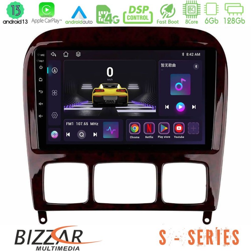 Bizzar S Series Mercedes S Class 1999-2004 (W220) 8core Android13 6+128GB Navigation Multimedia Tablet 9