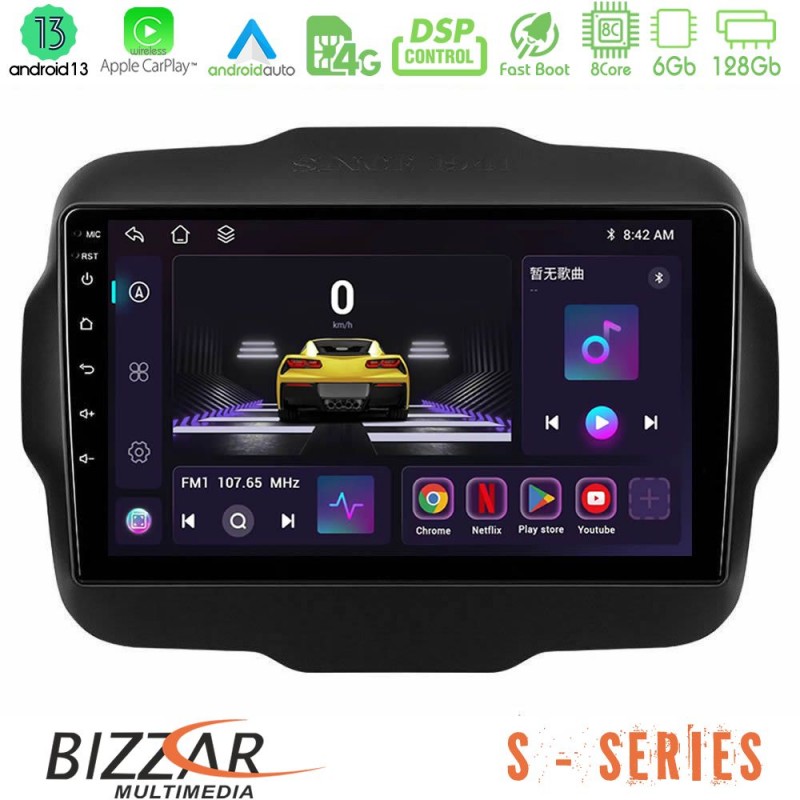 Bizzar S Series Jeep Renegade 2015-2019 8core Android13 6+128GB Navigation Multimedia Tablet 9