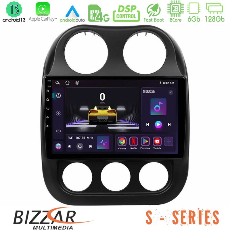 Bizzar S Series Jeep Compass 2010-2016 8core Android13 6+128GB Navigation Multimedia Tablet 9