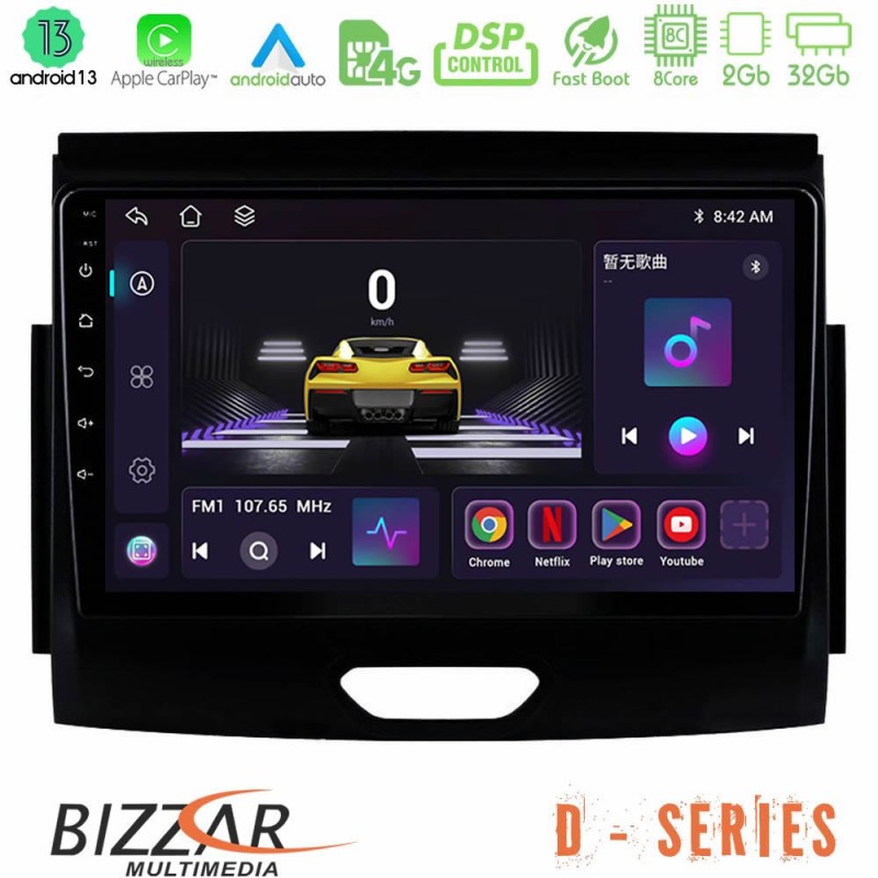 Bizzar D Series Ford Ranger 2017-2022 8core Android13 2+32GB Navigation Multimedia Tablet 9