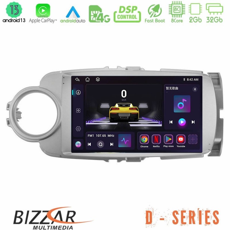 Bizzar D Series Toyota Yaris 8core Android13 2+32GB Navigation Multimedia Tablet 9