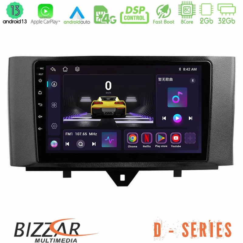 Bizzar D Series Smart 451 Facelift 8core Android13 2+32GB Navigation Multimedia Tablet 9