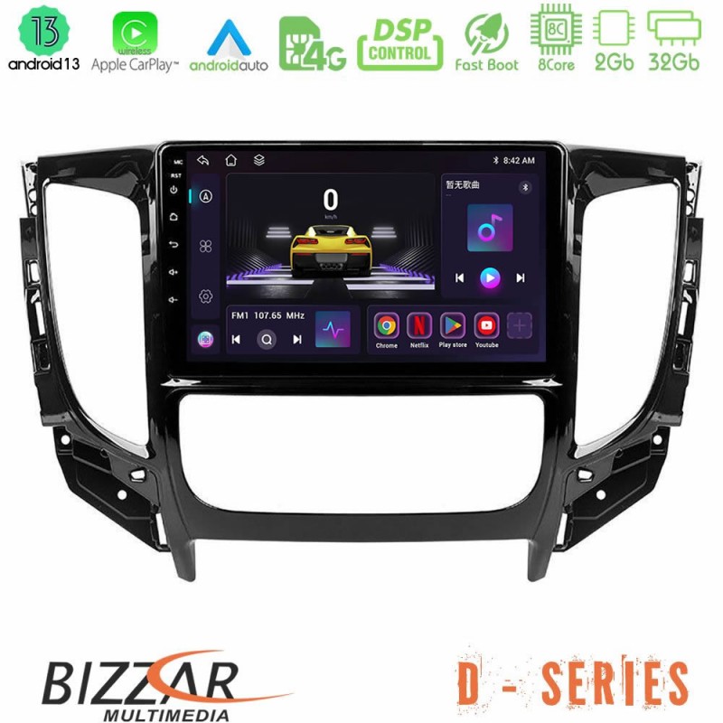 Bizzar D Series Mitsubishi L200 2016-&gt; & Fiat Fullback (Auto A/C) 8core Android13 2+32GB Navigation Multimedia Tablet 9