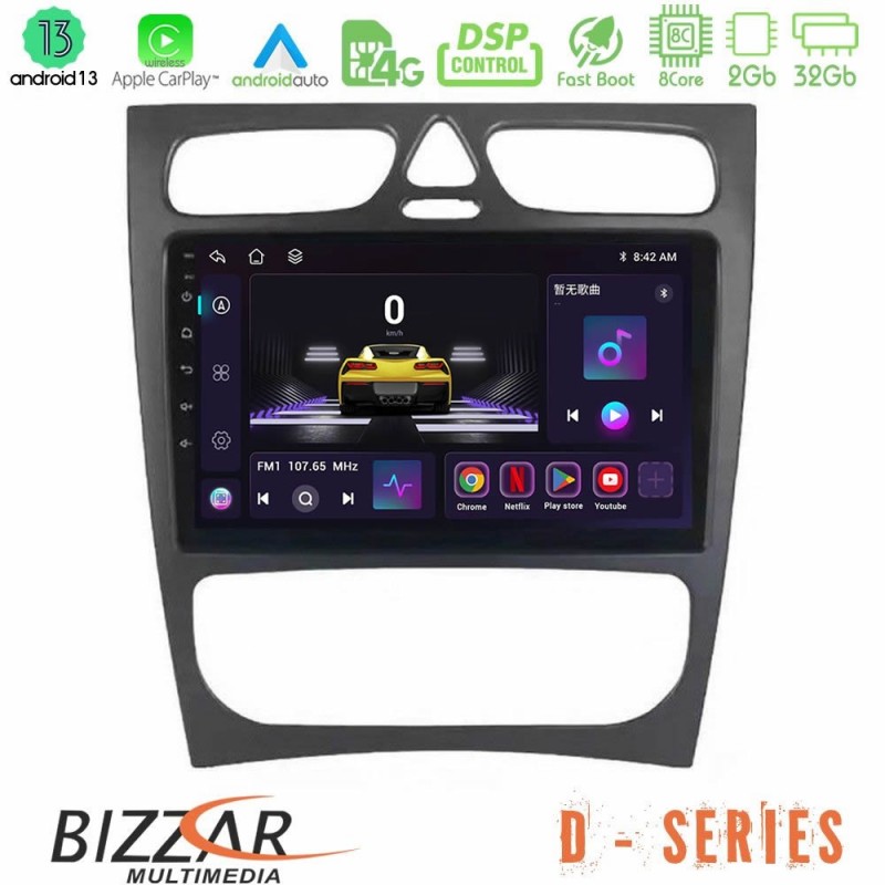 Bizzar D Series Mercedes C Class (W203) 8core Android13 2+32GB Navigation Multimedia Tablet 9