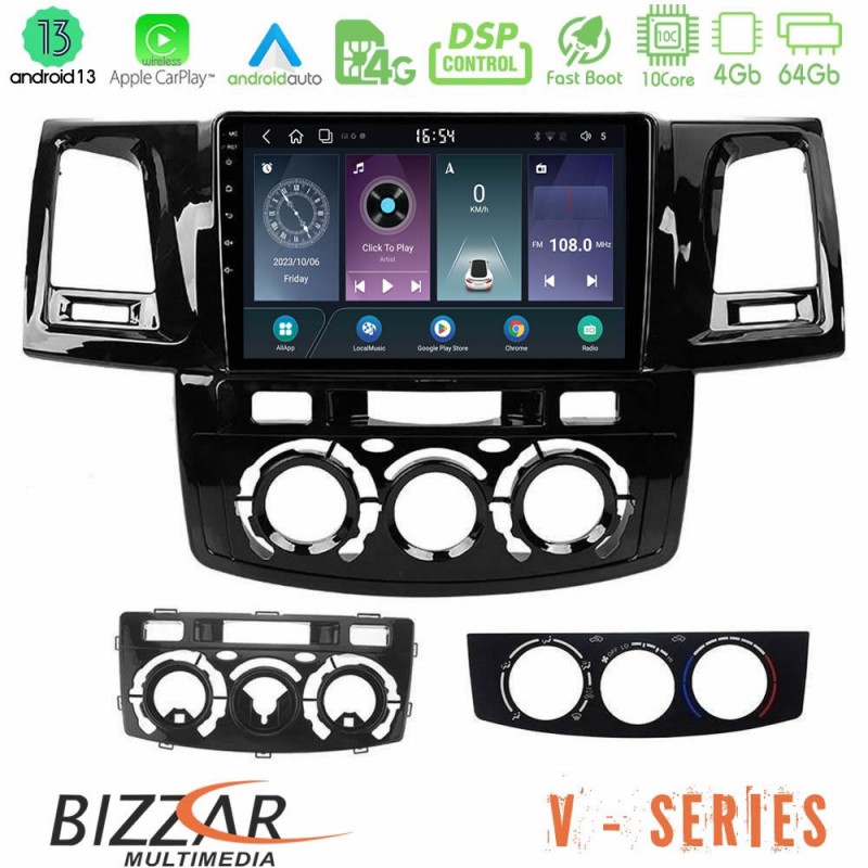 Bizzar V Series Toyota Hilux 2007-2011 10core Android13 4+64GB Navigation Multimedia Tablet 9