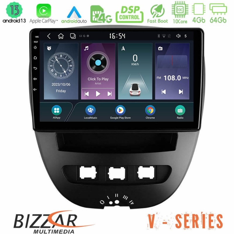 Bizzar V Series Toyota Aygo/Citroen C1/Peugeot 107 10core Android13 4+64GB Navigation Multimedia Tablet 10