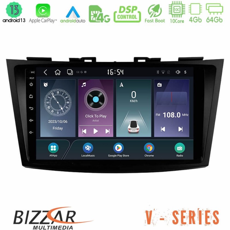 Bizzar V Series Suzuki Swift 2011-2016 10core Android13 4+64GB Navigation Multimedia Tablet 9