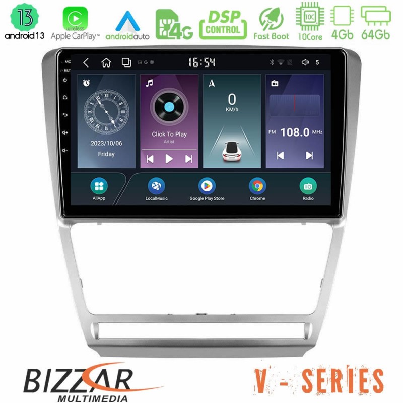 Bizzar V Series Skoda Octavia 5 10core Android13 4+64GB Navigation Multimedia Tablet 10