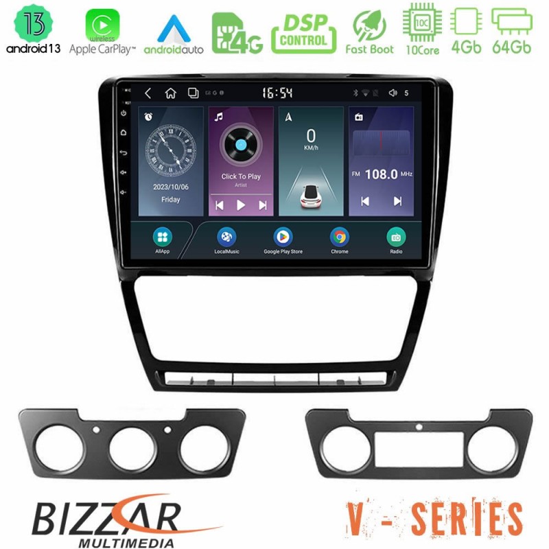 Bizzar V Series Skoda Octavia 5 10core Android13 4+64GB Navigation Multimedia Tablet 10