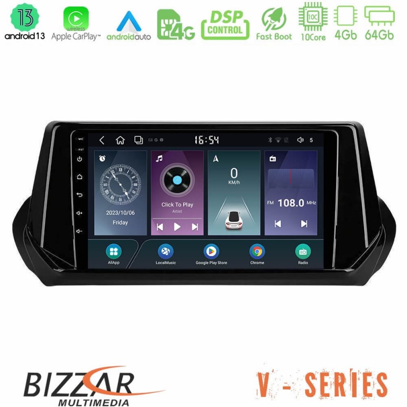 Bizzar V Series Peugeot 208 2019-2023 10core Android13 4+64GB Navigation Multimedia Tablet 9