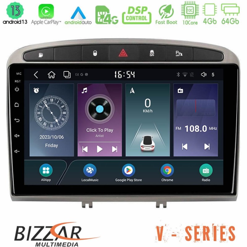 Bizzar V Series Peugeot 308/RCZ 10core Android13 4+64GB Navigation Multimedia Tablet 9