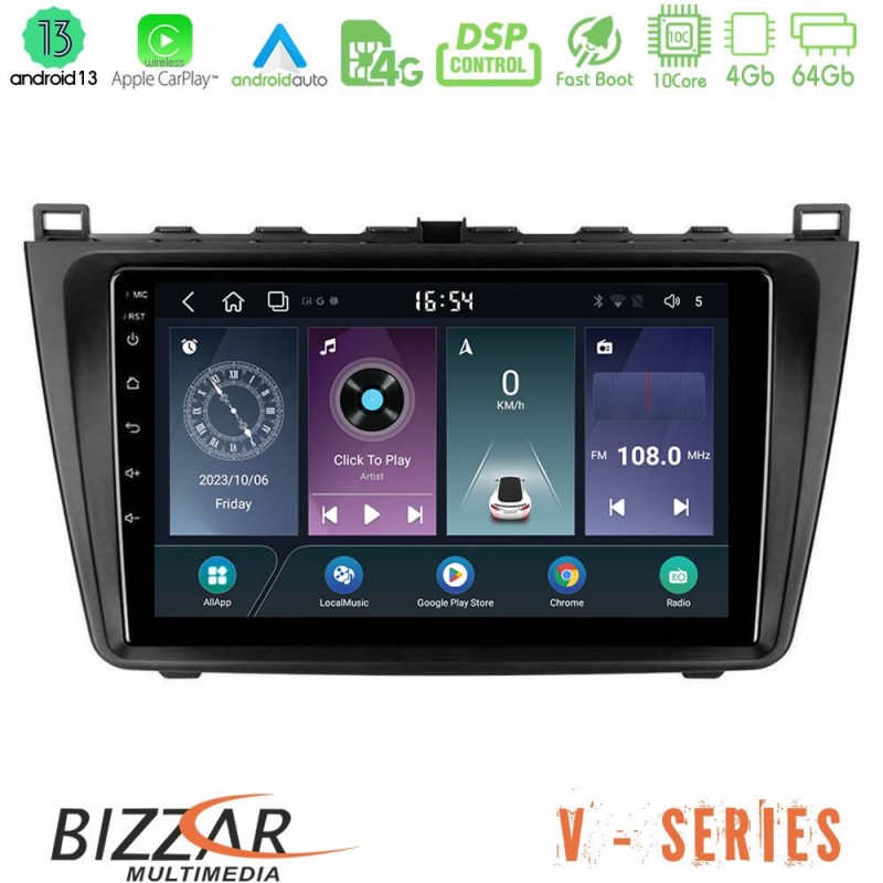 Bizzar V Series Mazda 6 2008-2012 10core Android13 4+64GB Navigation Multimedia Tablet 9