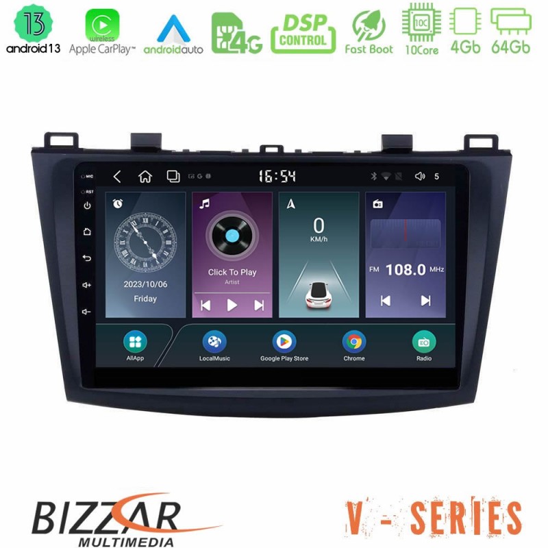 Bizzar V Series Mazda 3 2009-2014 10core Android13 4+64GB Navigation Multimedia Tablet 9