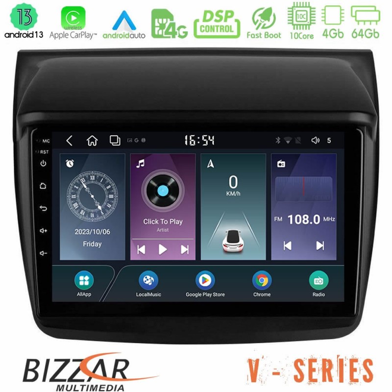 Bizzar V Series Mitsubishi L200 10core Android13 4+64GB Navigation Multimedia Tablet 9