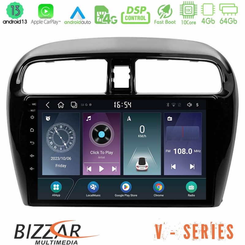 Bizzar V Series Mitsubishi Space Star 2013-2016 10core Android13 4+64GB Navigation Multimedia Tablet 9