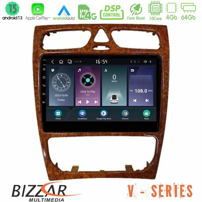 Bizzar V Series Mercedes C Class (W203) 10core Android13 4+64GB Navigation Multimedia Tablet 9