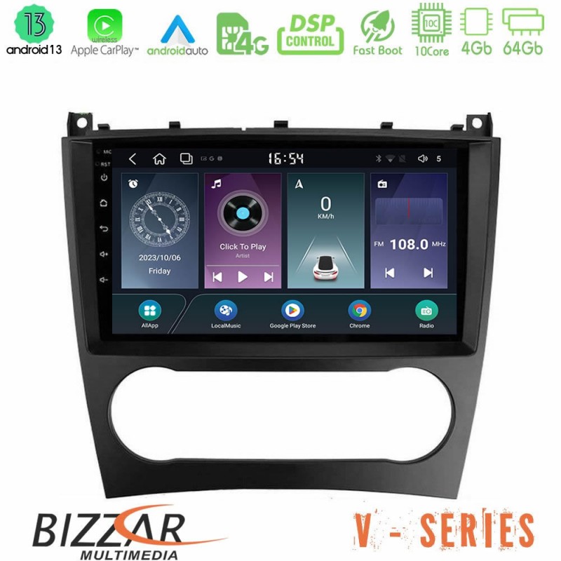 Bizzar V Series Mercedes W203 Facelift 10core Android13 4+64GB Navigation Multimedia Tablet 9