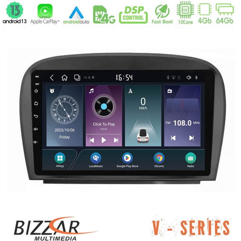 Bizzar V Series Mercedes SL Class 2005-2011 10core Android13 4+64GB Navigation Multimedia Tablet 9