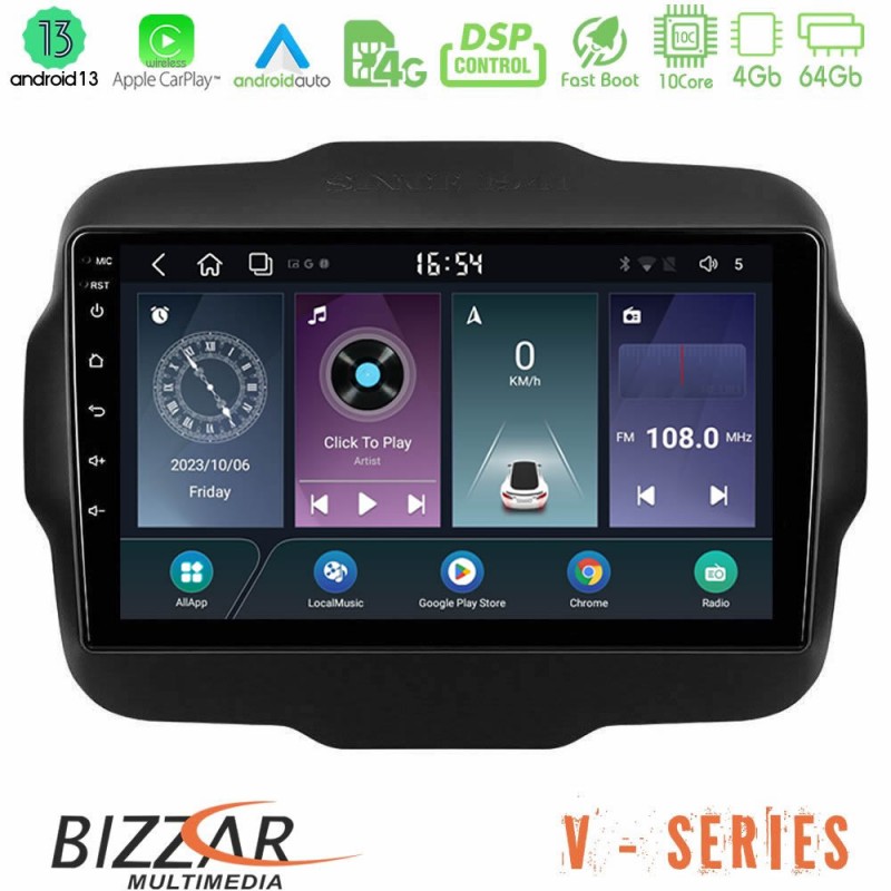 Bizzar V Series Jeep Renegade 2015-2019 10core Android13 4+64GB Navigation Multimedia Tablet 9