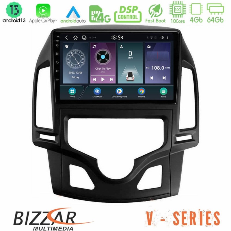 Bizzar V Series Hyundai i30 2007-2012 Auto A/C 10core Android13 4+64GB Navigation Multimedia Tablet 9